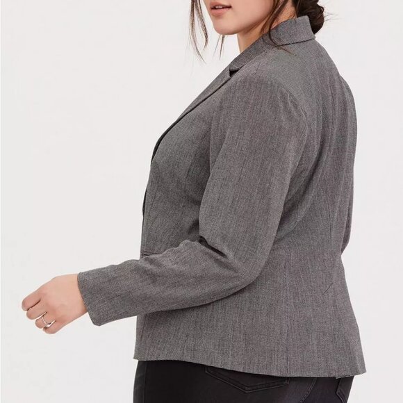Torrid Black & White Tweed Textured Blazer in Dark Pearl Gray l Size 3 / 3X - Picture 3 of 9